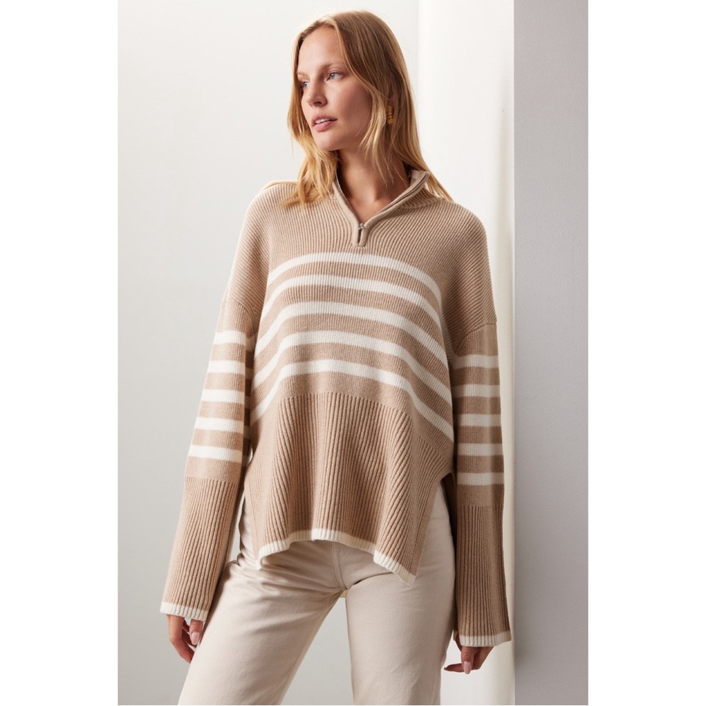 Rails Tessa Striped Half-Zip Relaxed Knit Sweater NWT Size S